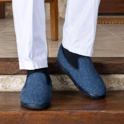 Chaussons Homme Fourr&eacute;s Walas Bleu Marine - Confort M&eacute;moire de Forme 45