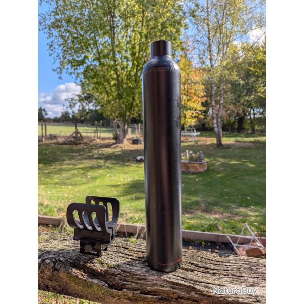 Bouteille HPA 200bar - 3000psi, 0.36L - M18, avec Bottleclamp HD24 50mm picatinny