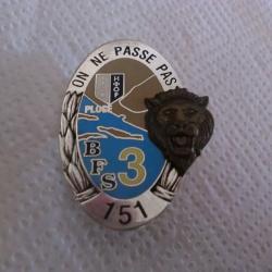 insigne OPEX BFS 3&deg; compagnie du  151&deg; r&eacute;giment d'infanterie N&deg; 157  / j.y segalen 1996
