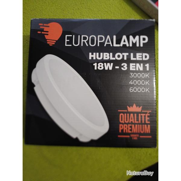 LAMPE HUBLOT 18W 3 en 1.   220volt dimension 220 diam�tre et �paisseur 65 mm .  NEUF