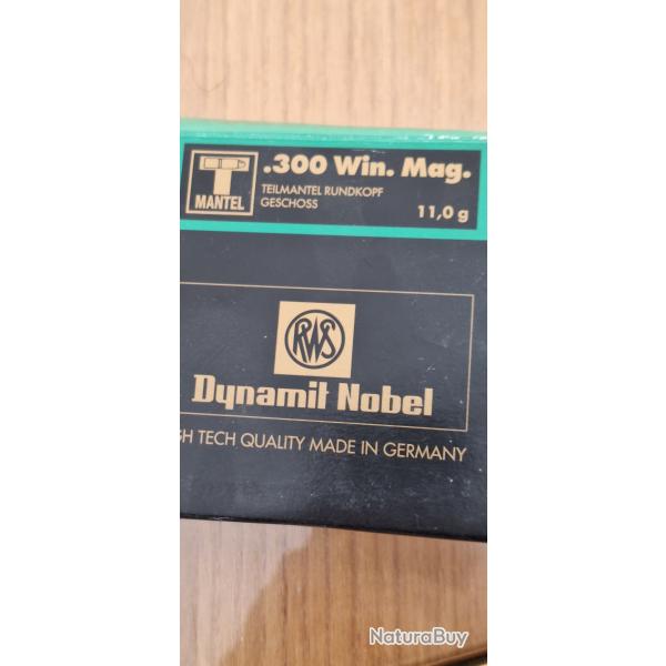 RWS BOITE neuve de 20 munitions 300 win mag 170 grains T MANTEL vendu par poudrenoirepro