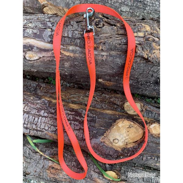 Laisse fine PRO CACCIA en nylon orange