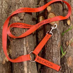 Laisse double PRO CACCIA en nylon orange