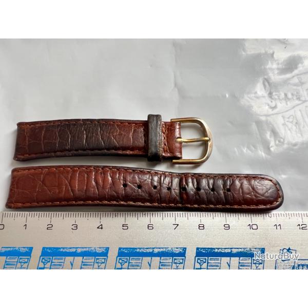 bracelet occasion vintage cuir  marron 18 mm 115/70 avec boucle ardillon 16 mm