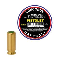 50 cartouches cal. 9mm Pak &agrave; Blanc - 50 cartouches a blanc 9mm