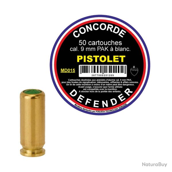50 cartouches cal. 9mm Pak � Blanc - 50 cartouches a blanc 9mm
