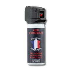Bombe lacrymog&egrave;ne au poivre 50 ml - Concorde Defender - aerosol poivre gel concor