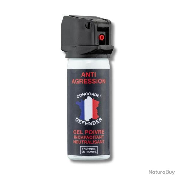Bombe lacrymog�ne au poivre 50 ml - Concorde Defender - aerosol poivre gel concor