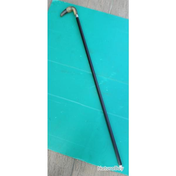 ANCIENNE CANNE EPEE  : COULAUX & KLINGENTHAL  . .  POIGNEE TETE  OISEAU EN CORNE  .