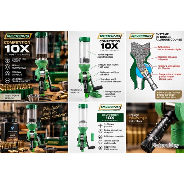Promotion Doseuse Redding Pistol Competition 10X - mesure de poudre pour petits calibres