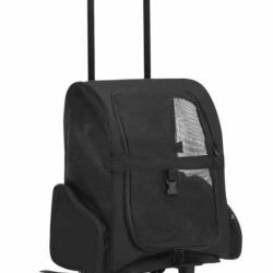 Chariot transport animaux tissu m&eacute;tal noir 40x25x55 &agrave; 104 cm pliable multifonction