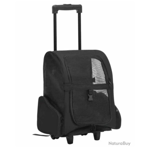 Chariot transport animaux tissu m�tal noir 40x25x55 � 104 cm pliable multifonction