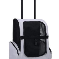 Chariot transport animaux tissu m&eacute;tal gris 40x25x55 &agrave; 104 cm pliable multifonction