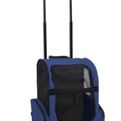 Chariot transport animaux tissu m&eacute;tal bleu 40x25x55 &agrave; 104 cm pliable multifonction