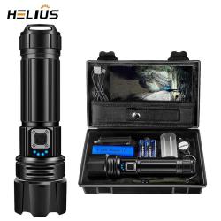 Lampe torche led tactique ultra-lumineuse Helius 3000 lumens &agrave; longue port&eacute;e, rechargeable