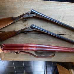 Paire de fusils Gorosabel cal 12/70 avec housse cuir