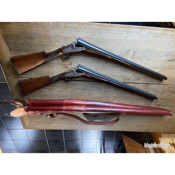 Paire de fusils Gorosabel cal 12/70 avec housse cuir