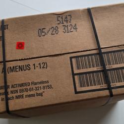 Carton de rations Am&eacute;ricaine MRE 1 &agrave; 12