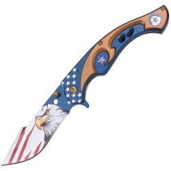 Couteau A/O MTech USA Eagle Lame Acier 3Cr13 Manche Aluminium Bleu et Bronze Linerlock MTA2060BAF
