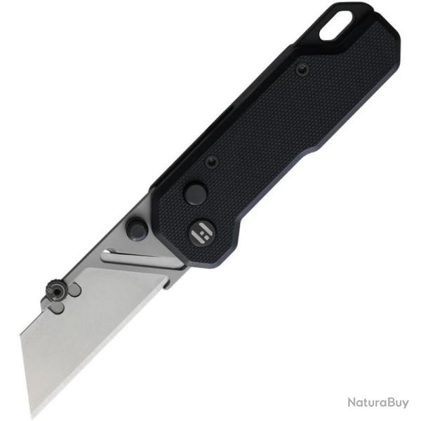 Couteau Pliant Hightron Vector Utility Lame Acier SK2 Manche G10 Noir Button Lock HTK02BLK2