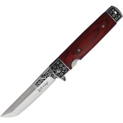 Couteau Pliant Elk Ridge Tanto Lame Acier Inox Manche Bois Marron Linerlock ER2033MB