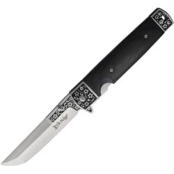 Couteau Pliant Elk Ridge Tanto Lame Acier Inox Manche Bois Noir Linerlock ER2033DB