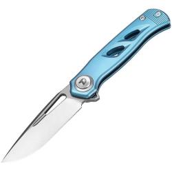 Couteau Pliant Dreamtech D4260 Lame Acier M390 Manche Titane Bleu Button Lock DTK4260VBL
