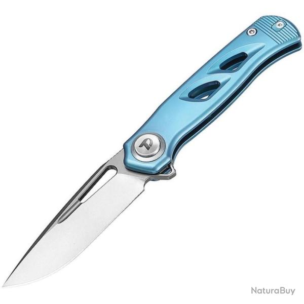 Couteau Pliant Dreamtech D4260 Lame Acier M390 Manche Titane Bleu Button Lock DTK4260VBL