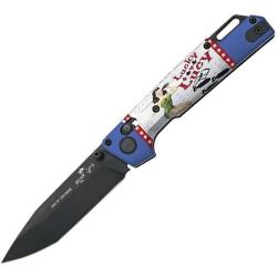 Couteau Bear & Son Nekama I Septembre Lame Acier 14C28N Manche Alu Bleu Crossbar Lock USA BCU26SEP