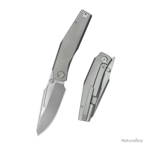 Couteau KB Knives Illusion Lame Acier M390 Manche Titane Gris Framelock KUB443A