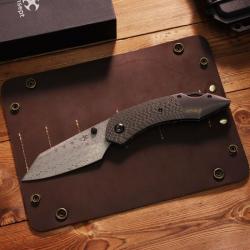 Couteau Kansept K9 Lame Damas Manche Carbone G10 Titane Noir Bolster Liner Lock K1151A4