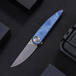 Couteau Kansept Sym&eacute;trix Lame Acier S35VN Manche Titane Bleu Violet Framelock K2141A4