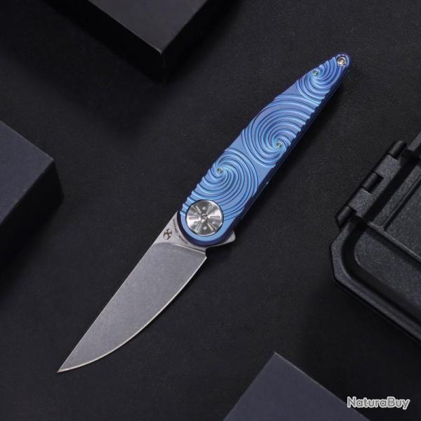 Couteau Kansept Sym�trix Lame Acier S35VN Manche Titane Bleu Violet Framelock K2141A4