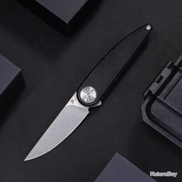 Couteau Kansept Sym�trix Lame Acier S35VN Manche Titane Noir Framelock K2141A1