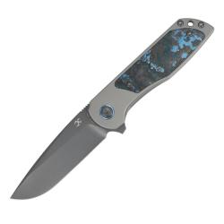 Couteau Kansept Ptarmigan Lame Acier S35VN Manche Titane Carbone Bleu Gris Framelock K2055A4