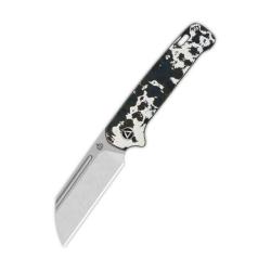 Couteau QSP Penguin Lame Acier CPM-20CV Manche Fat Carbon White Storm Slip Joint QS130SJG1
