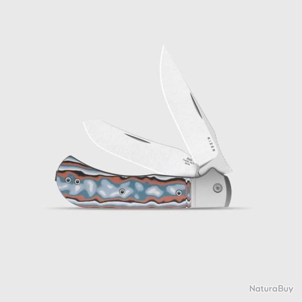 Couteau Kizer Trestle TP AirTi Lame Acier BD1N Manche Alu Micarta Multicolore Slip Joint KI3761TPA4