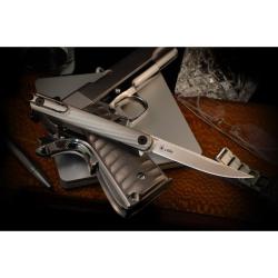 Couteau Spartan Blades Nemec Lame Acier S35VN Manche Titane Gris Linerlock Made In Taiwan SBSFBL12TI