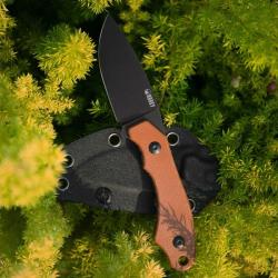 Couteau Fixe Kubey TLB I Lame Acier 14C28N Manche Micarta Marron &Eacute;tui Kydex KUB467D