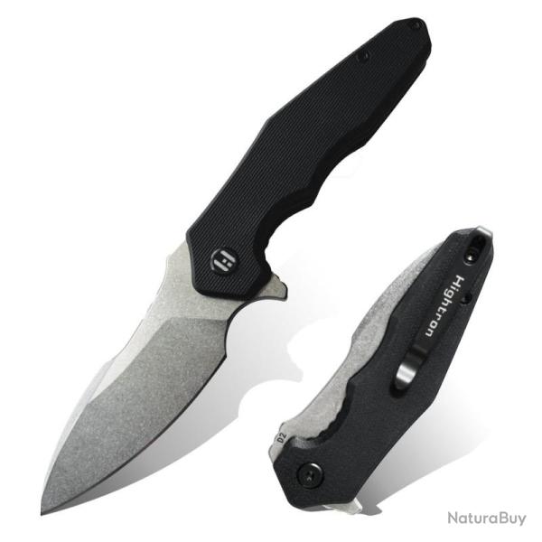 Couteau Hightron Mini Ventura Lame Acier D2 Manche G10 Noir Linerlock HTK05BLKS