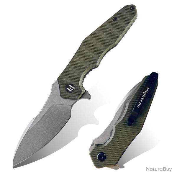 Couteau Hightron Mini Ventura Lame Acier D2 Manche G10 Vert Linerlock HTK05GRNS