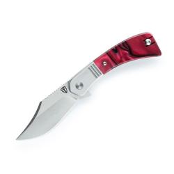 Couteau Finch Snub Nose Lame Acier 154CM Manche Kirinite Rouge Framelock FKCSN910