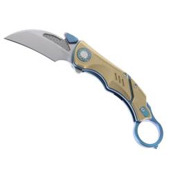 Couteau Critical Strike Predator Lame Acier M390 Manche Titane Vert Cuivre Linerlock CRSPREDATORGD