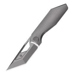 Couteau Cavol Shimo Lame Acier M390 Manche Titane Gris Framelock CVLC05GACE