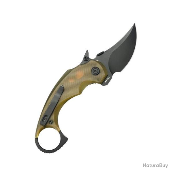 Couteau Kubey Jaw Pikal Lame Acier 14C28N Manche Ultem Ambre Linerlock KUB440E