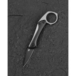 Couteau Bestech Duci Lame Acier CPM-20CV Manche Titane Noir Gris Framelock BTKT2605E