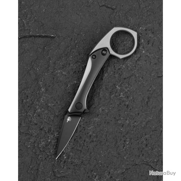 Couteau Bestech Duci Lame Acier CPM-20CV Manche Titane Noir Gris Framelock BTKT2605E