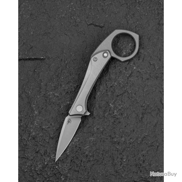 Couteau Bestech Duci Lame Acier CPM-20CV Manche Titane Gris Framelock BTKT2605B