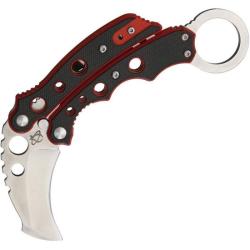 Couteau Mantis Vuja De Lame Acier M-VX Manche G10 Noir Rouge Button Lock MANMK4R