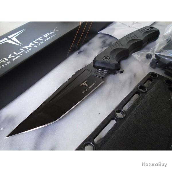 Couteau Fixe Takumitak Reaper Lame Acier 3Cr13 Manche FRN Noir �tui Rigide TKF305